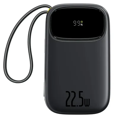 Produktbild von Externe Batterie 20000 mAh Baseus EnerFill FC31, 22,5 W, USB-C, Lightning, USB-A, integrierte Kabel, LED-Display, Schwarz