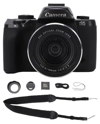 Produktbild von Digitalkamera für Fotografie 4K 75 MP WiFi-Vlog-Kamera mit Blitz, Gegenlichtblende, 3000 mAh Akku, 4-Zoll-Touchscreen und 20-fach optischem Zoom