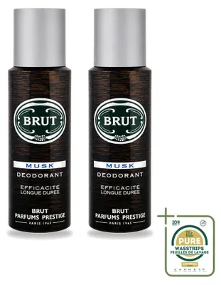 Productafbeelding van 2 x Brut Musk Deodorantspray - 200 ml - Voordeelverpakking - 2 stuks