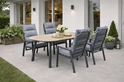 Produktbild von Destiny GARDA SAN MARINO Sitzgruppe 4 HL+Tisch 180x90cm, halboval, holzfarben