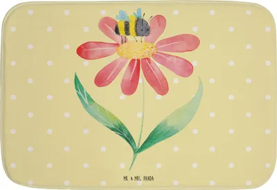 Produktbild von Mr. & Mrs. Panda Badematte Hummel Blume - Gelb Pastell - Geschenk, Badezimmer Matte, duschmatte, Badvorleger, Lustige Sprüche, Natur, Wespe, Badteppich, Badezimmerteppich