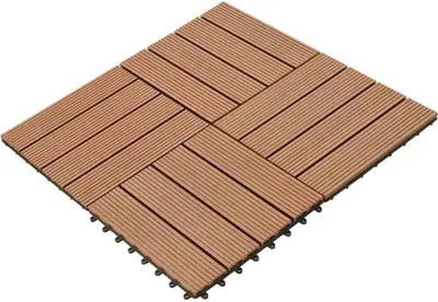 Produktbild von vidaXL WPC Terrassenfliese, Braun, 30x30 cm – 11 Stück (1 m²) – Wetterbeständig, Langlebig, Pflegeleicht, Klicksystem, Einfache Montage, Kein Unterbau nötig, Holzoptik