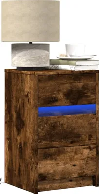 Produktbild von vidaXL Nachttisch mit LED-Leuchten Räuchereiche Holzwerkstoff