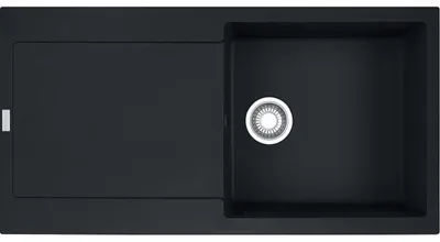 Produktbild von FRANKE Spüle MARIS MRG 611-100 in BLACK MATT mit Druckknopfventil / Ausschnittmaß 950 x 480 mm / Granitspüle / Auflagespüle / Einbauspüle