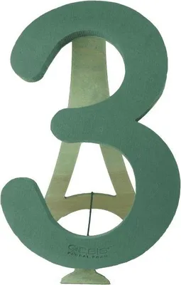 Produktbild von OASIS® Nass Steckschwamm Zahl 3 Sharna, Bioline Holzunterlage, Holzständer, grün, 40x26x6,5cm - Nasssteckschaum