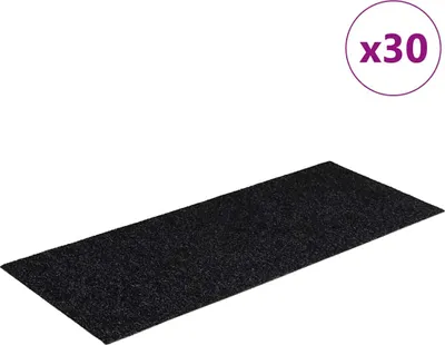 Image de Tapis d'escalier autocollants 30 pièces 60 x 25 cm Noir Rectangulaire