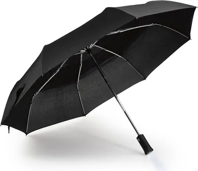 Produktbild von Regenschirm Windresistent mit LED Licht Schwarz 100cm Taschenschirm Inkl. Schirmhülle Sturmsicher Regen Schirm Automatisch
