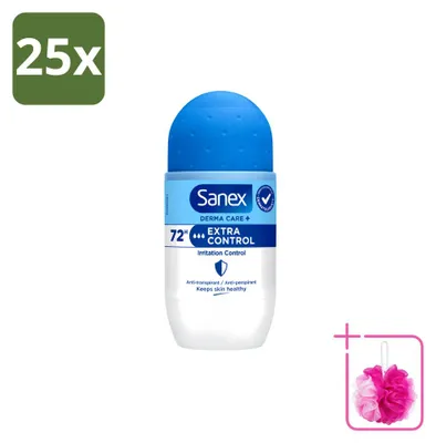 Productafbeelding van 25 x Sanex Deo Roll-on Dermo Extra Control - 53 ml - Voordeelverpakking - 25 stuks
