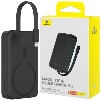 Produktbild von Baseus MAGSAFE MINI WIRELESS POWERBANK 10.000 MAH 20W-SIYAH, 10000 mAh, Lithium Polymer (LiPo), Schwarz
