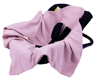 Produktbild von BabyLux Einschlagdecke Musselin 80x80 cm – Sommerdecke für Babyschale, Autositz & Kinderwagen – Atmungsaktiv & Weich – 100% Baumwolle - Rosa