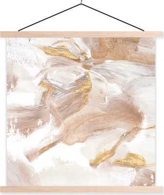 Produktbild von MuchoWow® Textilposter Aquarellfarbe - Gold - Abstrakt 40x40 cm mit holzfarbenen Rahmen - Posterleiste