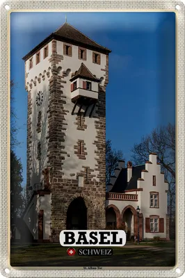 Produktbild von Blechschild Reise Basel Schweiz St. Alban-Tor 18x12cm