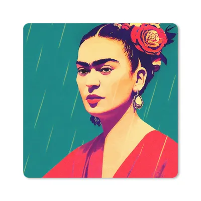 Produktbild von MuchoWow® Mauspad Mousepad Porträt - Frida Kahlo - Frau - Vintage - Rot 20x20 cm - Mousepads - Maus Mat - Pad - Mausunterlage - Desk Mat - Bureauartikeln