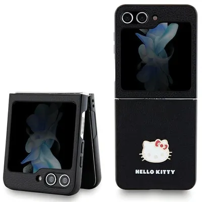Obrázek produktu pro Pouzdro Hello Kitty Metal Logo Kitty Head Na Samsung Galaxy Z Flip 5 - Czarne