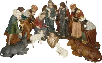 Produktbild von Krippenset 12-teilig 60 cm handbemalt Polyresin Krippenfiguren Deko