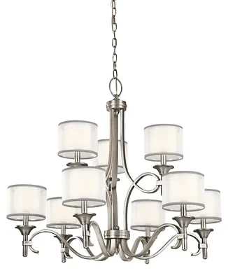 Produktbild von Elstead Lacey Kronleuchter E14 9-fach Antikes Zinn Weiss-organza