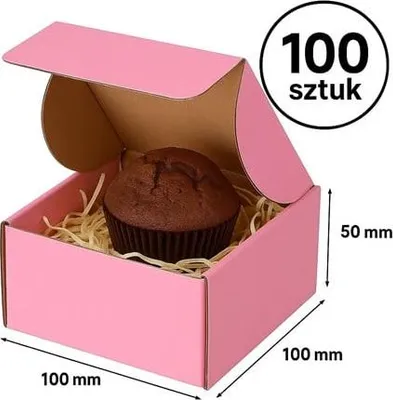Obrázok produktu pre Kartón s výsekovou formou 100 x 100 x 50 mm vonkajšie rozmery Ružová – balenie – 100 kusov