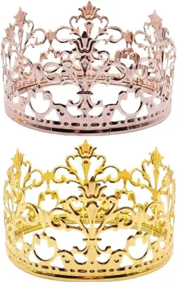 Kronen-Tortendekoration, 2 Stück, Gold & Rosa, 10 cm