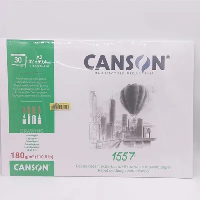Produktbild von CANSON 1557 Zeichenpapier kopfgeleimt DIN A2 42 x 59,4 cm 30 Blatt 180 gm², (23,19)