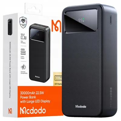 Zdjęcie produktu dla Mcdodo Duży Powerbank 30000 Mah Szybkie Ładowanie 3 X Usb-C Usb-A Czarny