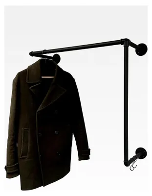 Produktbild von Kleiderstange für Wandmontage Breite 70 cm x Höhe 30 cm | Industrieller Stil | Schwarz