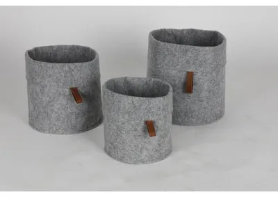 Produktbild von 12x 3er Set Filzkorb Körbe Aufbewahrung Größe rund grau Weihnachten Geschenkbox