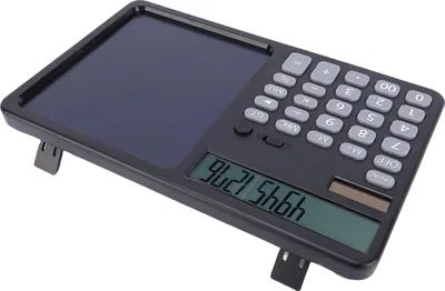 Produktbild von Multifunktionaler Taschenrechner mit Notizblock 12-stelliger Taschenrechner mit großem Display für Schule, Zuhause und Büro Solar- oder batteriebetrieben Schwarz