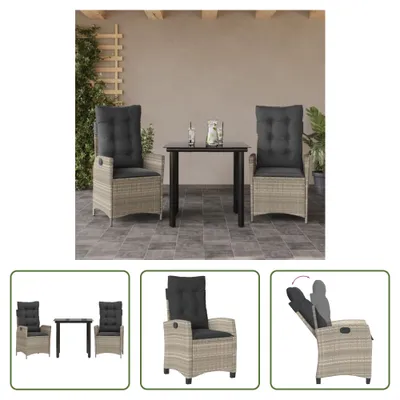 Produktbild von The Living Store 3-tlg. Garten-Essgruppe mit Kissen Hellgrau Poly Rattan