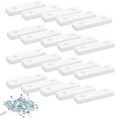 Produktbild von 20 Stück Möbelpads/Bodenabstandshalter zum Anschrauben in Weiß | Größe: 50x14x5 mm | Inklusive Schrauben