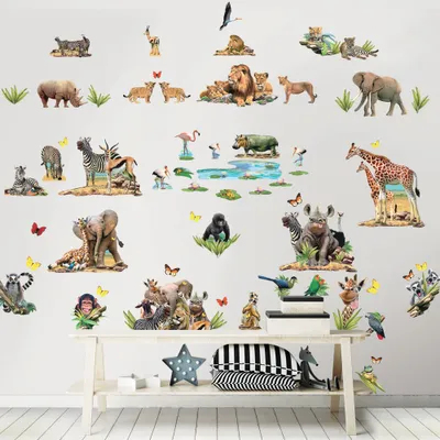 Produktbild von Walltastic 45439, 82 Stück(e), Jungle Safari, Mehrfarbig
