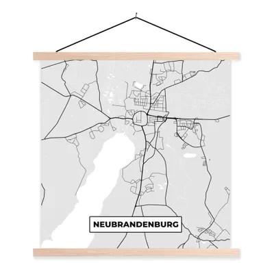 Produktbild von MuchoWow® Textilposter Deutschland - Stadtplan - Karte - Neurandenburg 120x120 cm mit holzfarbenen Rahmen - Textil-Poster