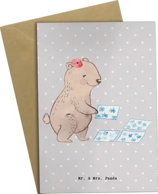 Produktbild von Mr. & Mrs. Panda Klappkarte Fliesenlegerin Herz - Grau Pastell - Geschenk, Handwerk, Grußkarten, einladungskarten, osterkarten, Renovieren, Fliesenfachhandel, Bad