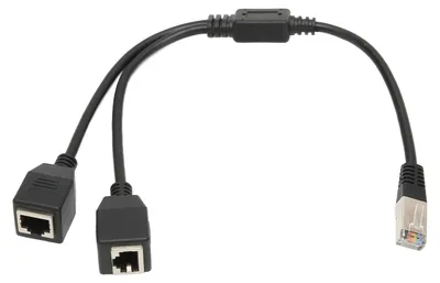 Zdjęcie produktu dla Kabel rozgałęźny RJ45 Ethernet, 1 wtyczka na 2 gniazda, stabilna, szybka transmisja, Cat5, do routera-modemu