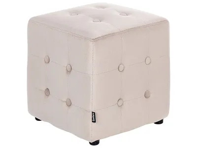 Produktbild von BELIANI Sitzhocker Hellbeige Samtstoff Knopfsteppung Quadrat 36 x 36 cm Eleganz