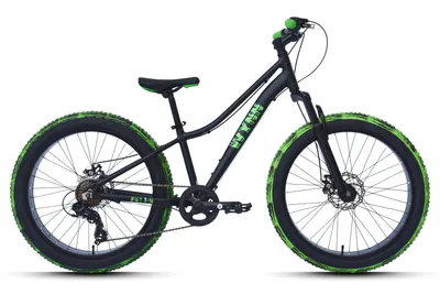 Produktbild von WYNN Fatbike 24 Zoll FAT1.0 schwarz-grün Rahmenhöhe 30 cm Kinder 7 Gänge mech. Scheibenbremse