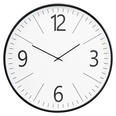 Zdjęcie produktu dla Zegar ścienny Biel okrągły ze szkła i tworzywa sztucznego biało-czarny ø51 cm