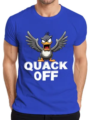Obrázek produktu pro QUACK OFF cheeky duck funny angry duck gift sarcastic pánské tričko, modrá, XXL