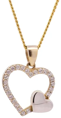 Produktbild von Anhänger Herz Zirkonia  333 Gold  mit vergoldeter Silberkette 36 cm