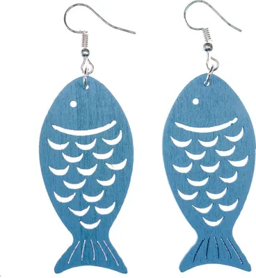 Produktbild von Fische Ohrringe Miniblings Ohrhänger Fisch hölzern Holz Ohrhänger Hellblau Blau