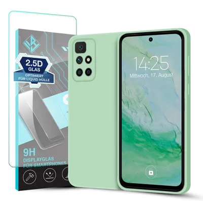 Produktbild von Hülle für Xiaomi Redmi 10 mit 9H Displayglas Displayschutz Case Cover Bumper Smartphone Softgrip Schutzhülle Farbe: Türkis