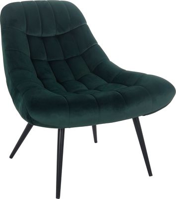 SalesFever Loungesessel mit XXL-Sitzfläche | Bezug Stoff in Samt-Optik | Gestell Metall schwarz | üppige Steppung | B 76 x T 87 x H 86 cm | grün
