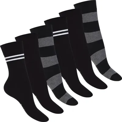 Produktbild von Footstar Damen Herren Ringel Socken (6 Paar) - Schwarz 35-38