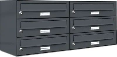 Produktbild von 6er Briefkasten Anthrazit Anlage 6 Fach Wandbriefkasten Postkasten