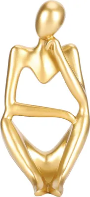 Obrázek produktu pro FTVOGUE The Thinker Statue, Golden Abstract Thinker Sculpture People Ornament Sculpture Home Statue Decoration DIY Decor Ornaments Made of Resin, Gift to Friends, 27 * 15 * 8cm