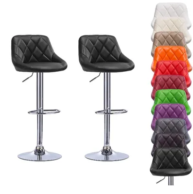 Immagine prodotto di Set di 2 sgabelli da bar - Sgabelli da bancone - Regolabili in altezza - Girevoli a 360° - Struttura in metallo - Seduta imbottita - Senza braccioli - Nero