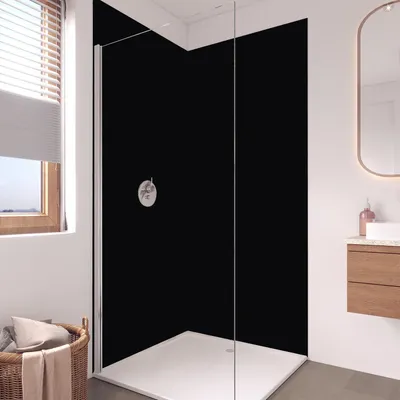 Produktbild von Duschrückwand - Wandverkleidung für Dusche aus Acryl 0,3 cm - 90 x 250 cm - Uni Schwarz