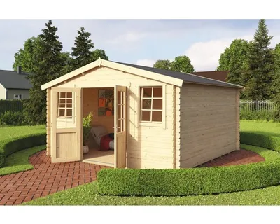 Produktbild von Gartenhaus Wels 4 Doppeltür mit Fußboden 390 x 390 cm natur