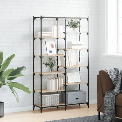 Immagine prodotto di vidaXL Libreria in rovere Sonoma 100x32x170 cm in legno e ferro - Libreria - Librerie - Libreria - Scaffale portaoggetti