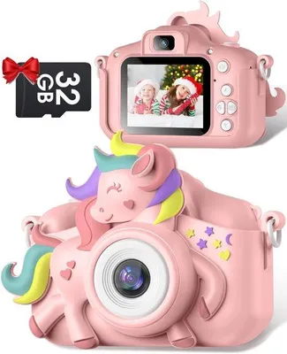 Productafbeelding van Gofunly Kinderfototoestel 1080P 2,0 inch scherm met 32GB kaart, digitale selfiecamera voor jongens