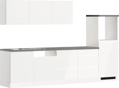 Produktbild von Held Möbel Küchenzeile ohne Geräte Kiel 300 cm weiß hochglanz zerlegt Variante reversibel 1104.6340